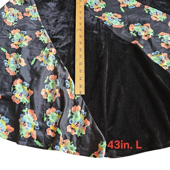 Free people size 8 twisted floral satin black velvet maxi skirt new - Picture 6 of 7